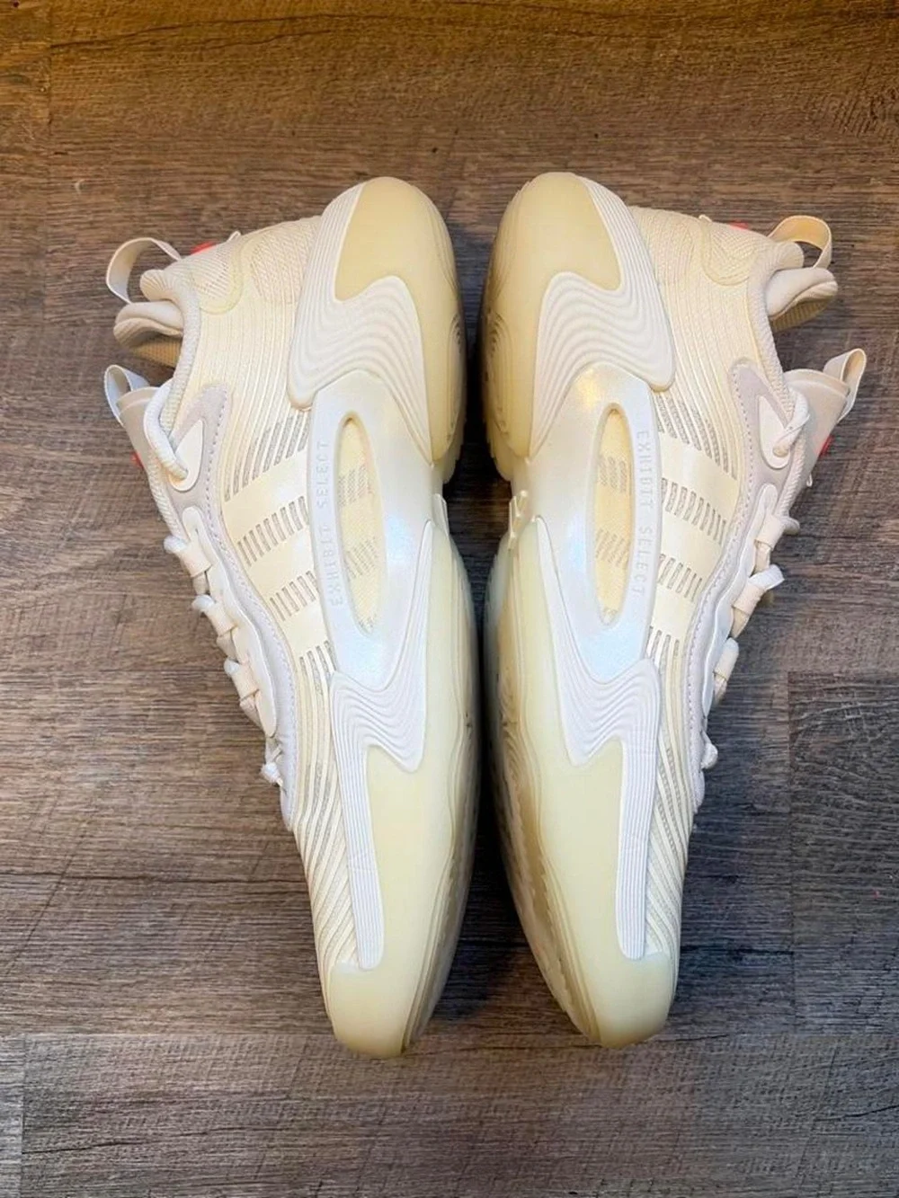adidas Women's Cream/Off-White Athletic Sneakers with Coral Accent